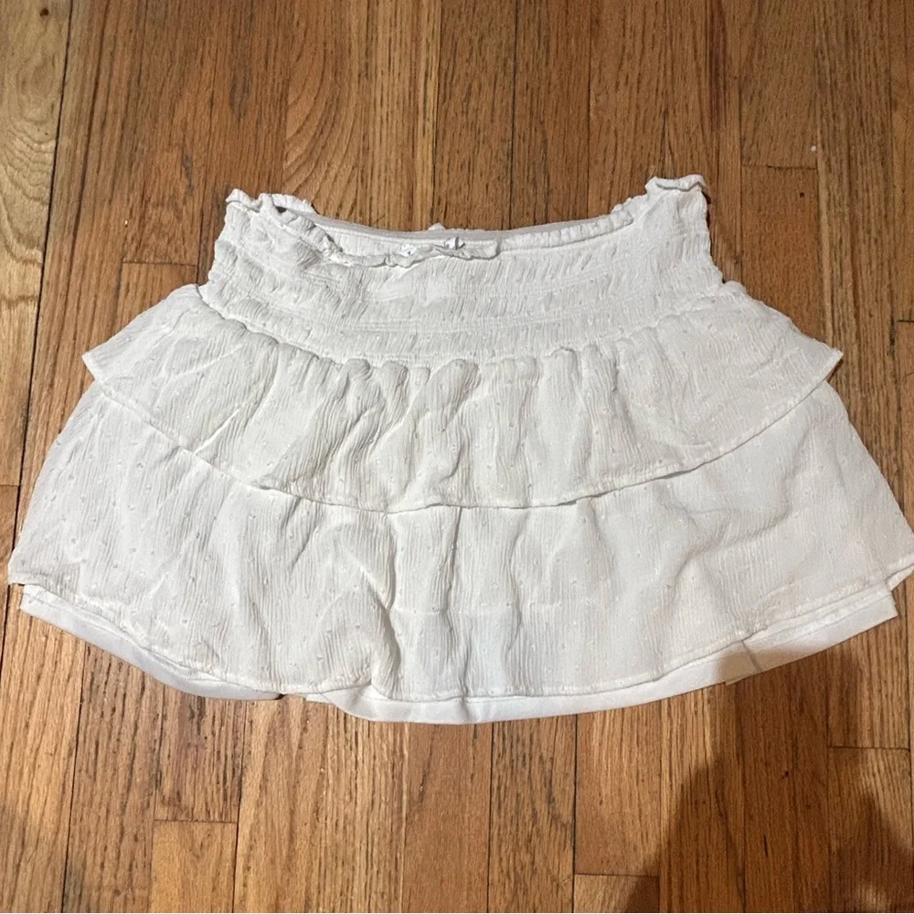 Altard State White Mini Skirt Flowy Tiered Smocked Size L - Picture 1 of 5